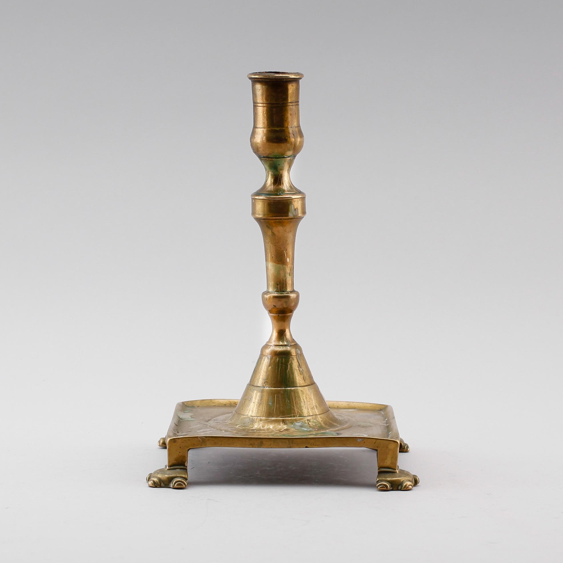 LJUSSTAKE, mässing, barock, 1700-tal.