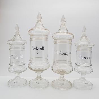 Apothecary jars, 7 pieces, first half of the 20th century.