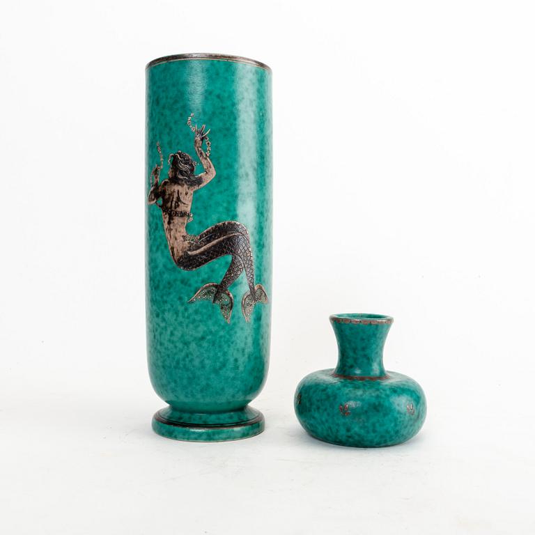 Wilhelm Kåge, two stoneware 'Argenta' vases from Gustavsberg.