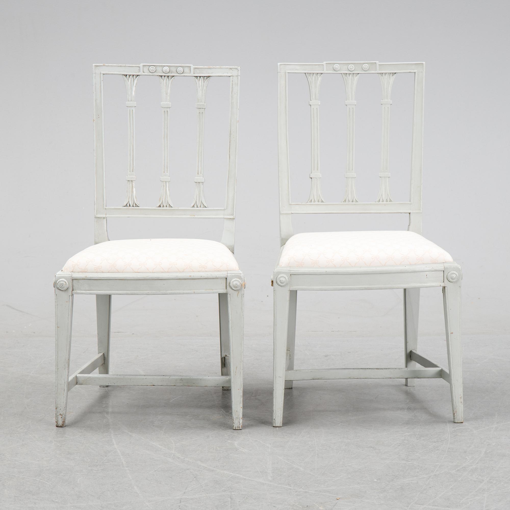 Six late Gustavian chairs by Johan Erik Höglander, master in Stockholm 1777.