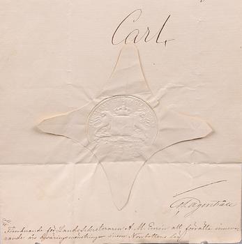 DOKUMENT, autograf, KARL XV av Sverige. Sign o dat 11 januari 1867.