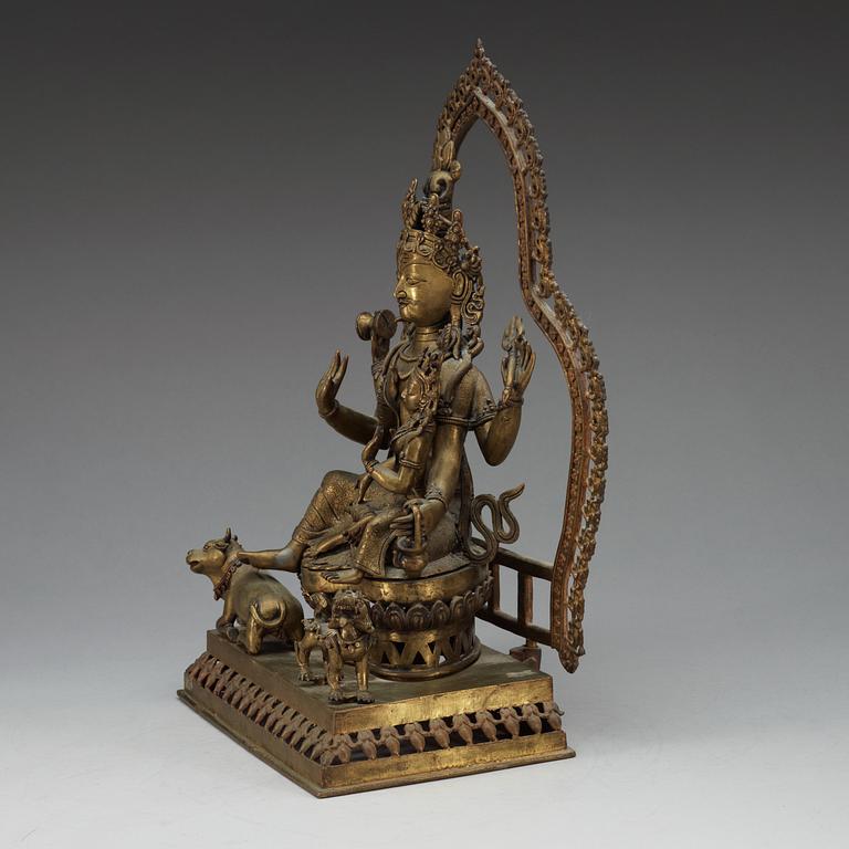 An Indian bronze figure group representing Shiva Parvati, 19th Century.