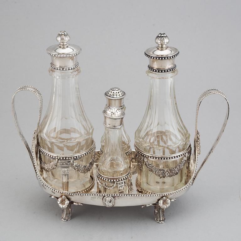 A Swedish Gustavian silver cruet-set, Anders Brandt, Norrkoping 1786.