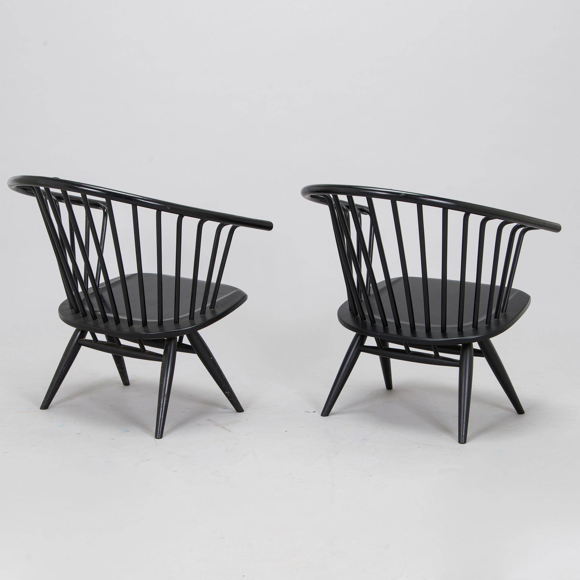 Ilmari Tapiovaara, a pair of 1960s 'Crinolette' chairs, Asko, Finland.