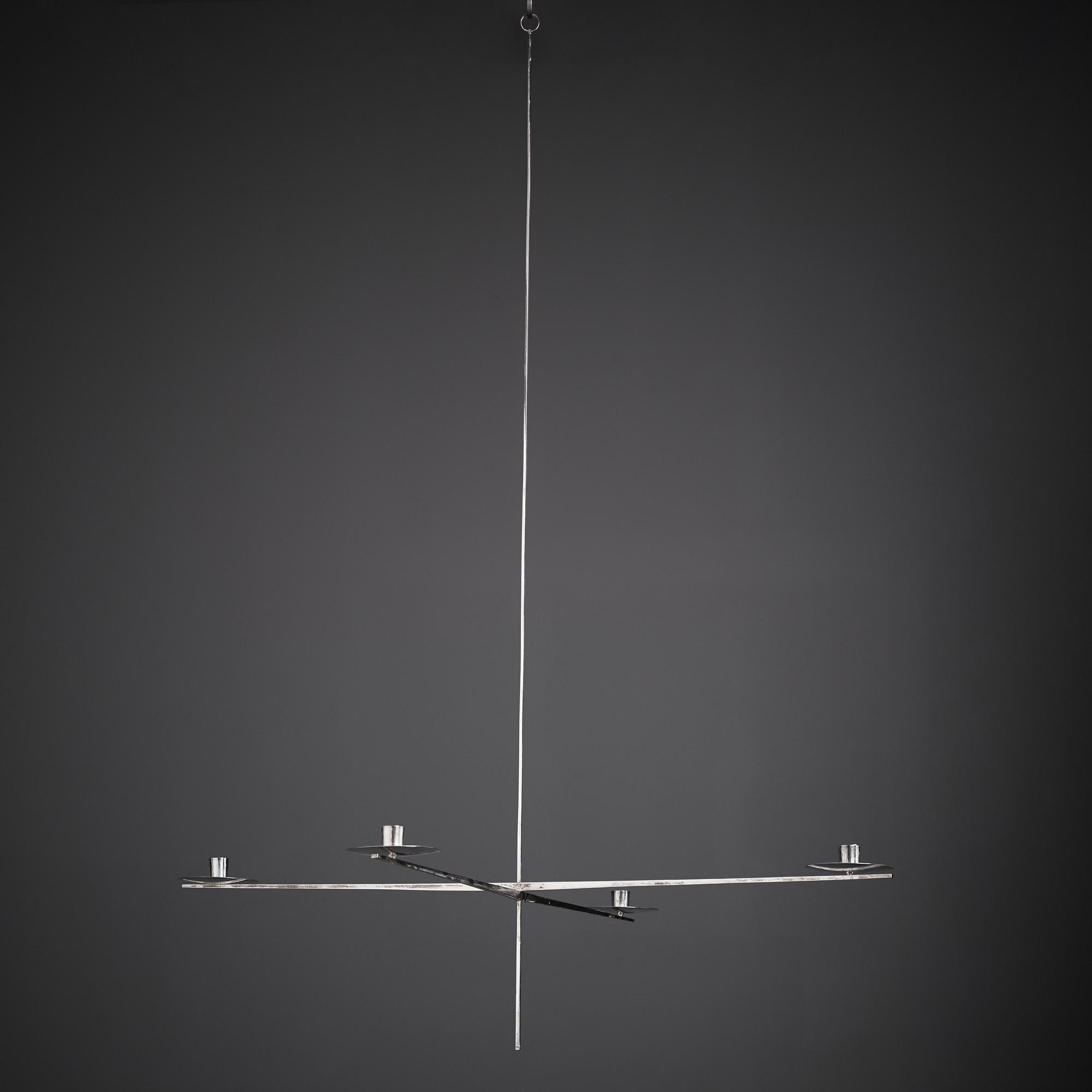 Nils Nisbel, a sterling silver four light chandelier, 1993.