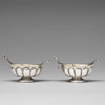 235. A pair of Swedish 18th century parcel-gilt silver brandy-bowls, mark of Otto Henrik Sjöberg, Falun 1748.