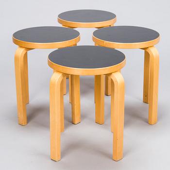 ALVAR AALTO, A set of four E60 Stools for Artek, 1990s.