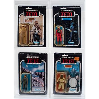 STAR WARS, 4 st, Prune Face, B-Wing Pilot, Klaatu & AT-AT Commander, ROTJ, Kenner 1983.