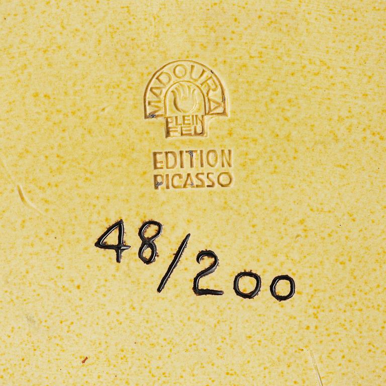 Pablo Picasso, a "Trois Sardines" (A.R. 34), faience dish, Madoura, Vallauris, France, post 1948.