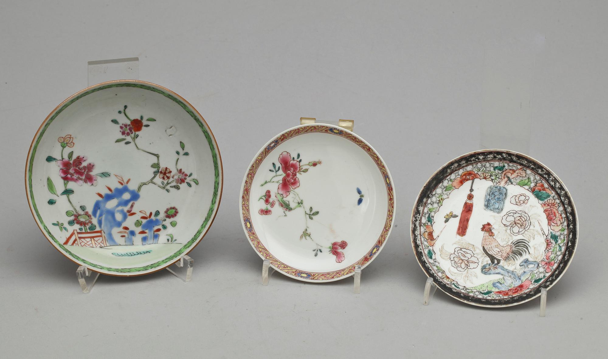 KOPPAR 6 st, FAT 3 st, porslin, Kina, 1700-tal.