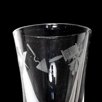 Masonic glasses, 8 pcs (6+1+1), 20th century.