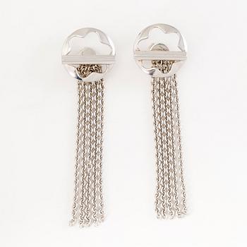 MONTBLANC, halsband med liten diamant och örhängen, "Star collection", silver.