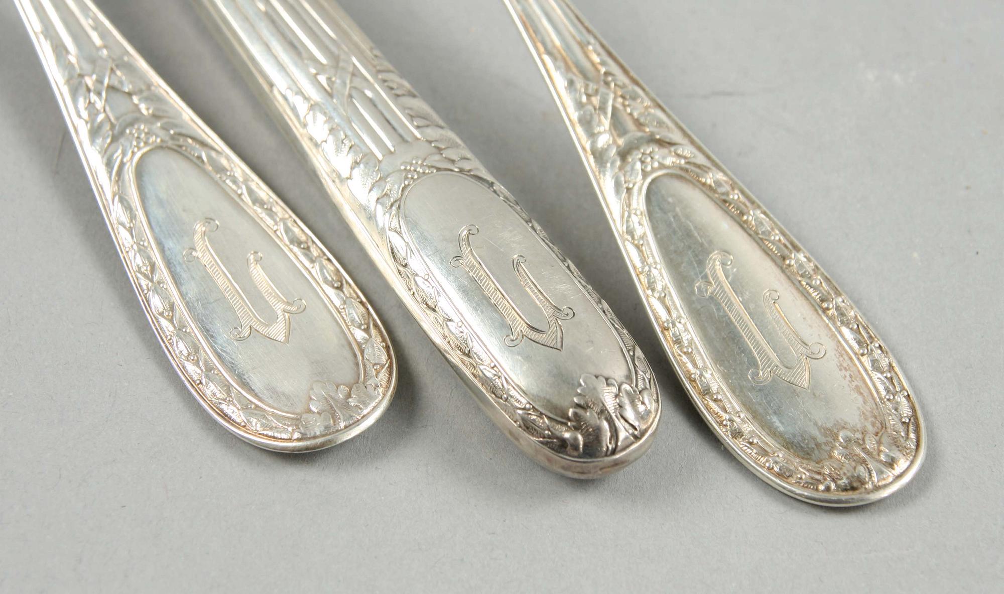 BESTICKUPPSÄTTNING, silver, "Louis XVI", CG Hallberg, 120 delar, 1911.