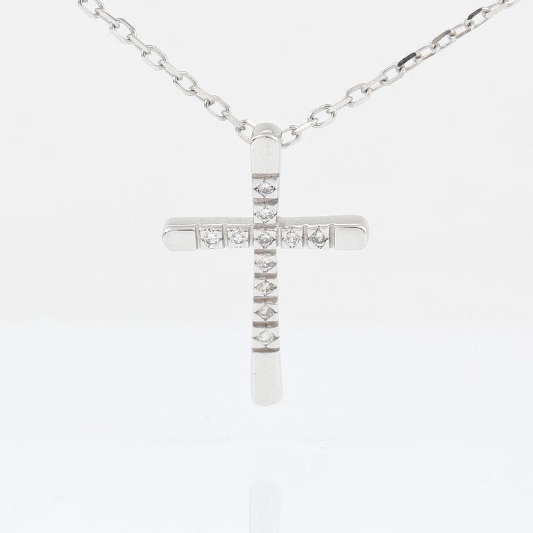 HÄNGE med kedja, Bliss, Italien, 18K vitguldskors med diamanter ca 0.06ct.