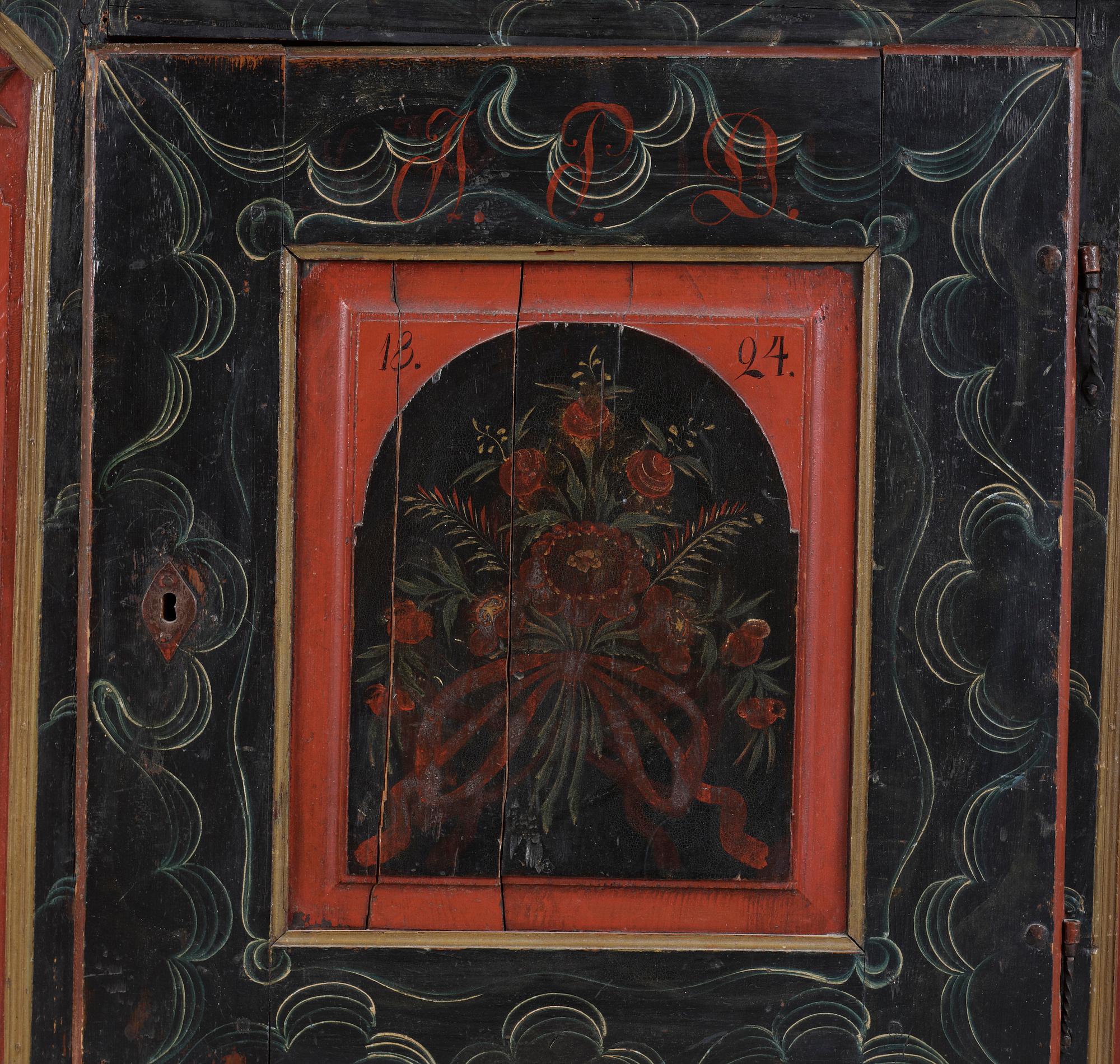 HÄNGSKÅP / ÖVERSKÅP. Allmoge. Järvsö, Hälsingland, märkt APD 1824.