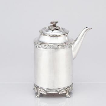 A Swedish Gustavian 18th century silver coffee-pot, mark of Petter Eneroth, Stockholm 1792.