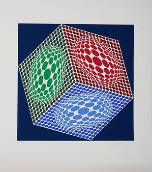 VICTOR VASARELY, 4 st färglitografier i mapp. Sign. o numr.