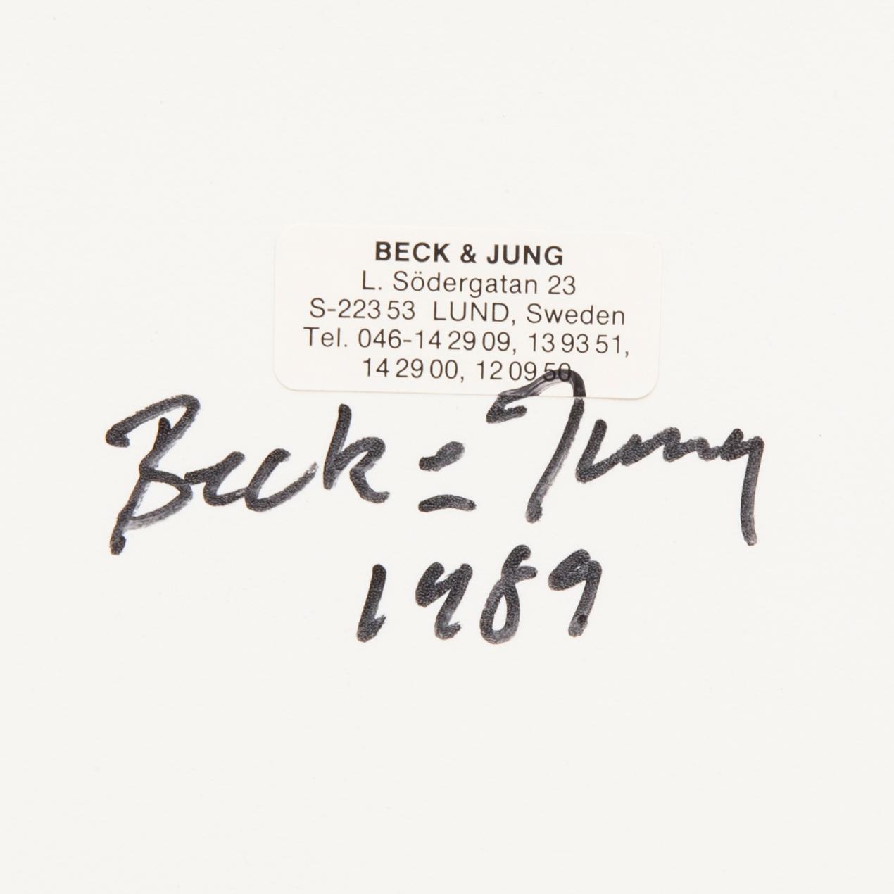 Beck & Jung, acryl on panel signed and dated 1989.