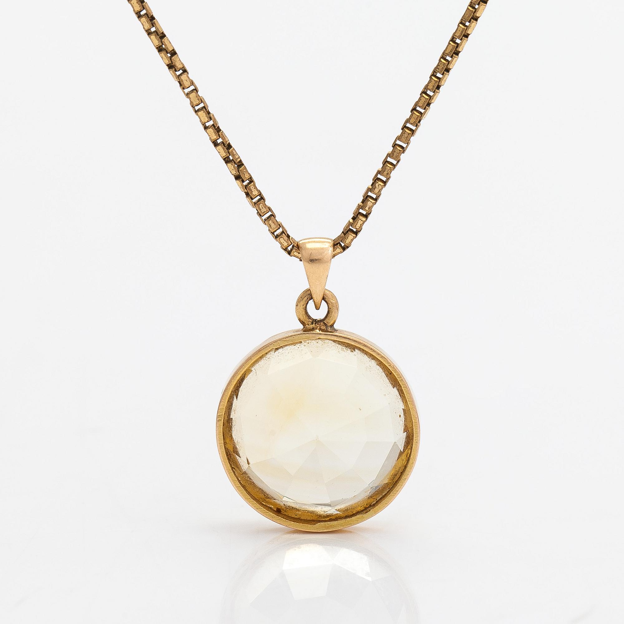 Halsband, 18K guld, förgylld mässing och citrin. Michael Kantola, Åbo 1919.