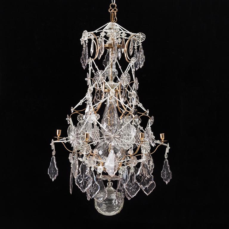 A 18th-20th century rococo and rococo style chandelier.