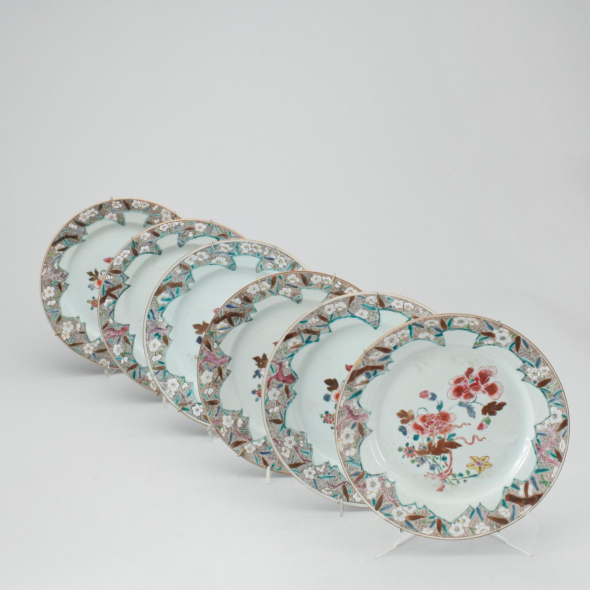 SERVISDELAR, 7 st, porslin, Qianlong, Kina 1700-tal.