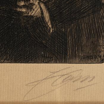 ANDERS ZORN, etsning, 1904, signerad med blyerts.