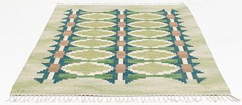 Judith Johansson, a carpet, 'Pergola', flat weave, approximately 245 x 172 cm, signed JJ.