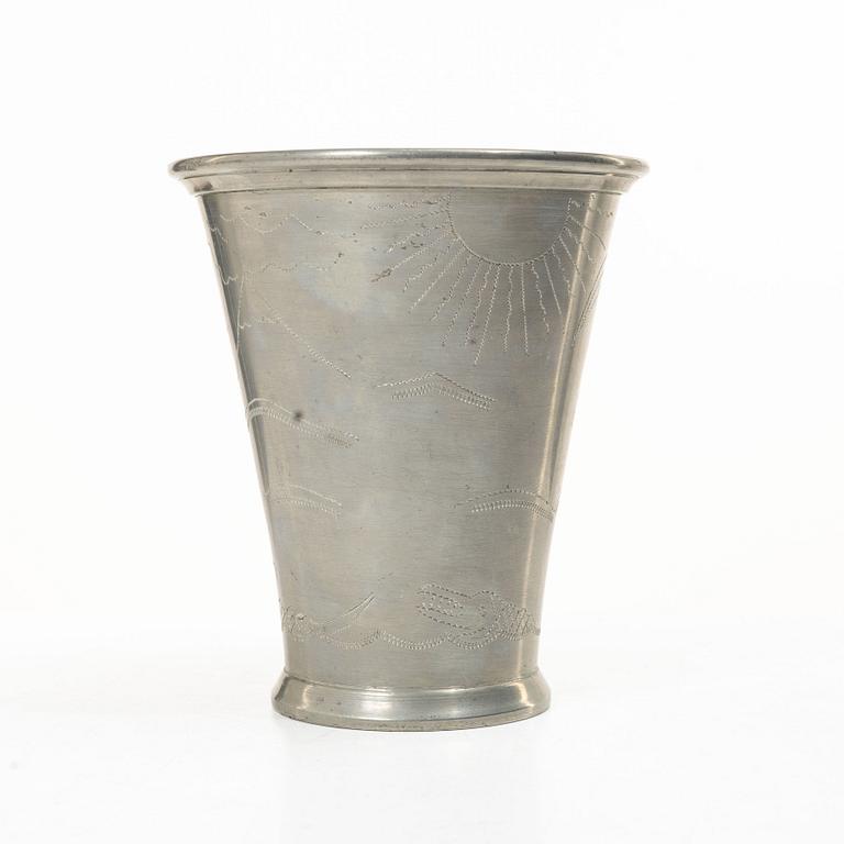 Nils Fougstedt, a pewter vase/ beaker, Firma Svenskt Tenn, model no A 40.