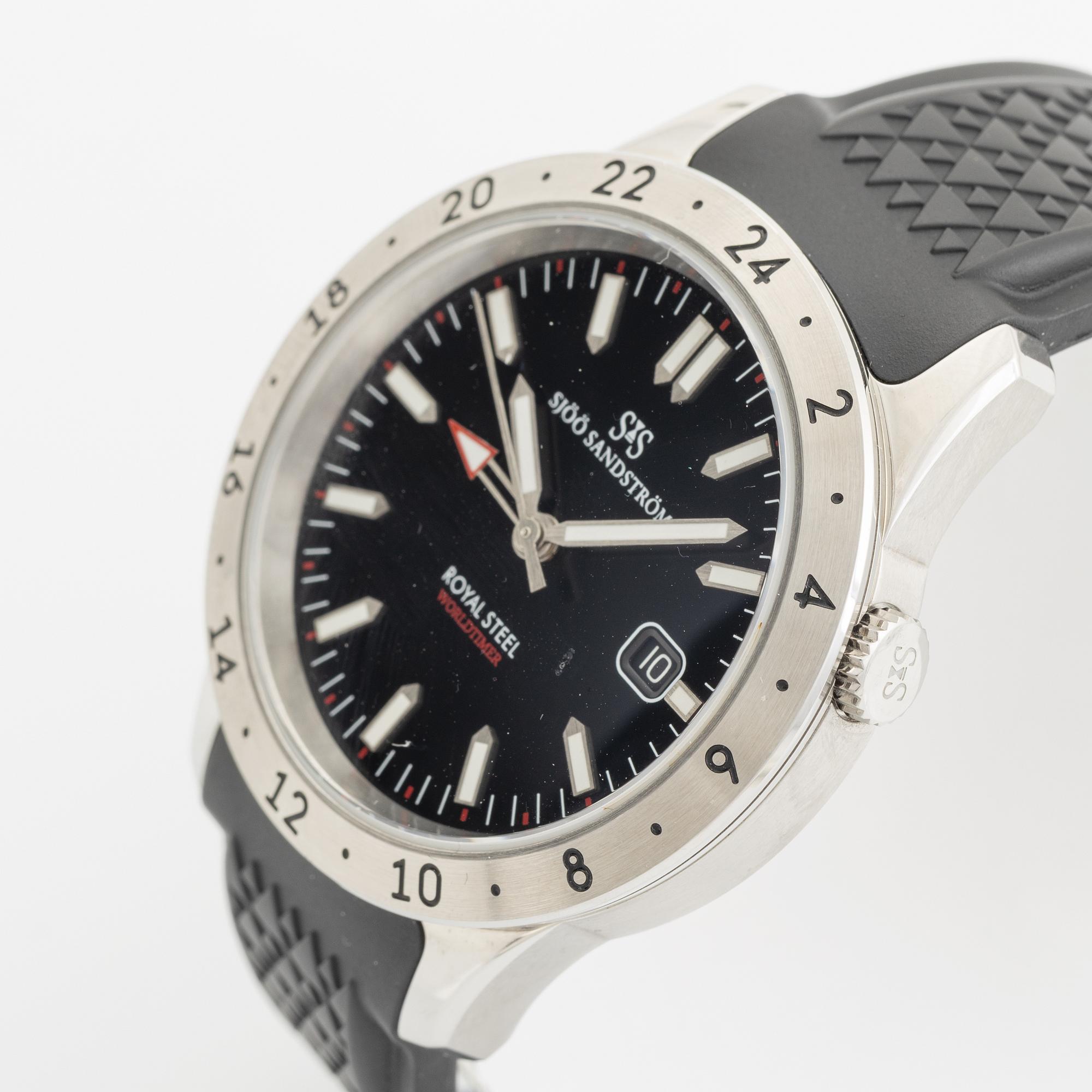 Sjöö Sandström, Royal Steel, Worldtimer, "SÄPO/Swedish Security Service", armbandsur, 41 mm.