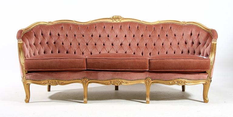 SALONGSGRUPP, 3 delar, rokokostil, 1900-tal.