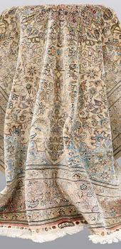 A rug, Figural Oriental silk,  signed, ca 175 x 125 cm.