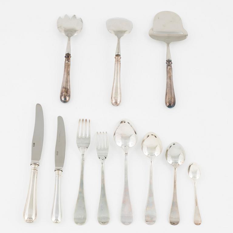 A 100-piece 'Svensk Rund' silver flatware service from GAB Eskilstuna, circa 2003.