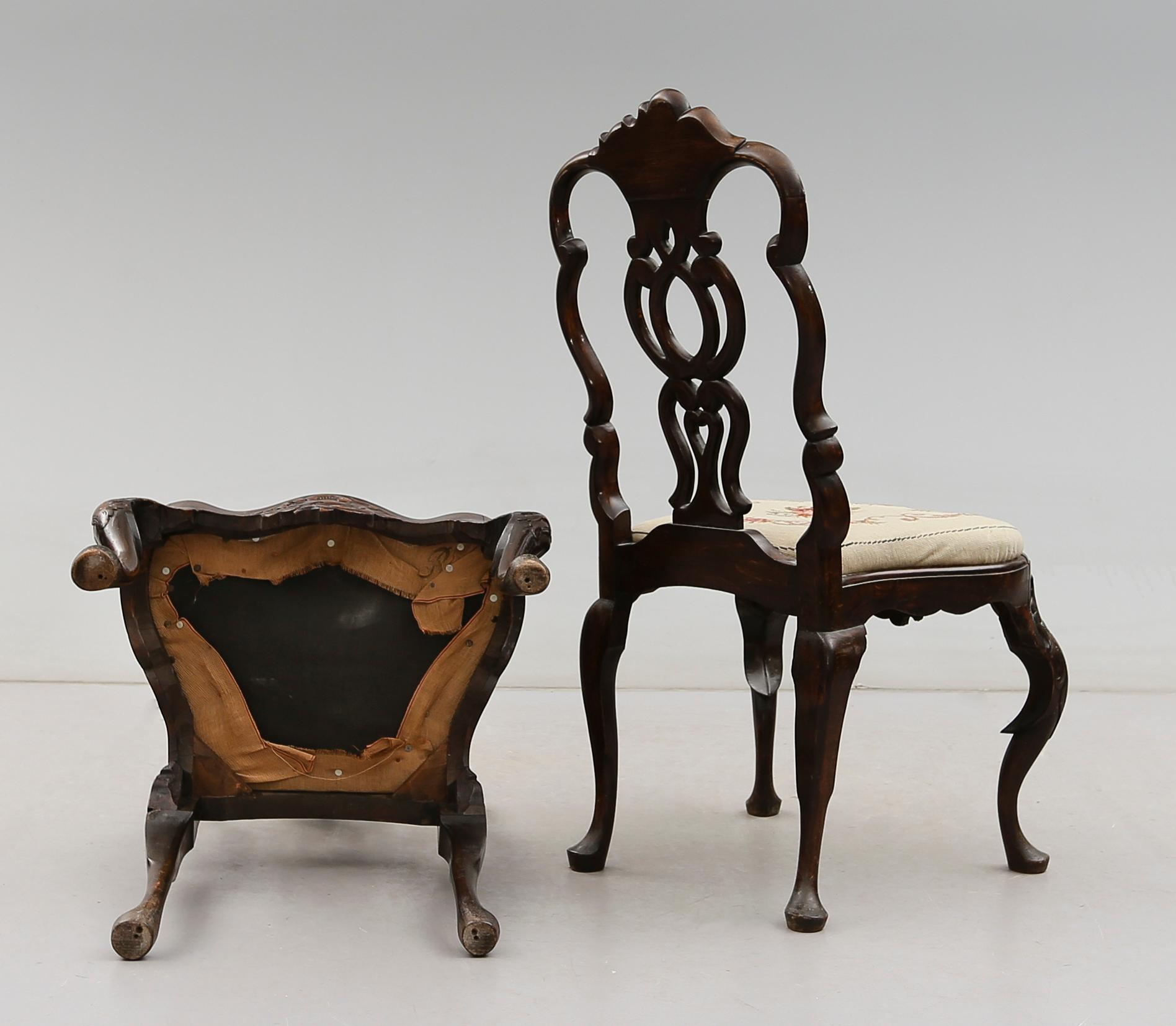 STOLAR, 1 par, Queen Anne, 1700-talets första hälft.