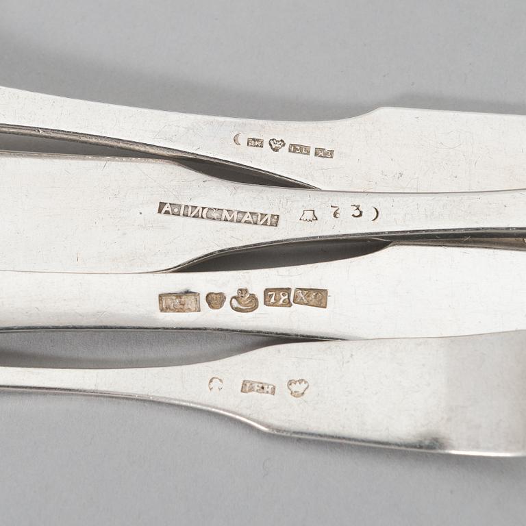 Bestickuppsättning, 47 dlr, silver, Musslan, Finland 1836-1935, mestadels V. Lindman, 1919.