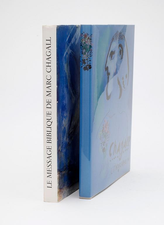 BÖCKER OM MARC CHAGALL, 2st, "Le Message biblique Marc Chagall" resp "Chagall Litographe", Mourlot, Sauret, 1972 o 1974.