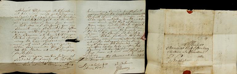 THREE 18TH CENTURY LETTERS AND DOCUMENT.
