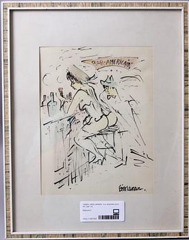 ERIK LARSEN, 3 st, akvareller samt lito, sign.