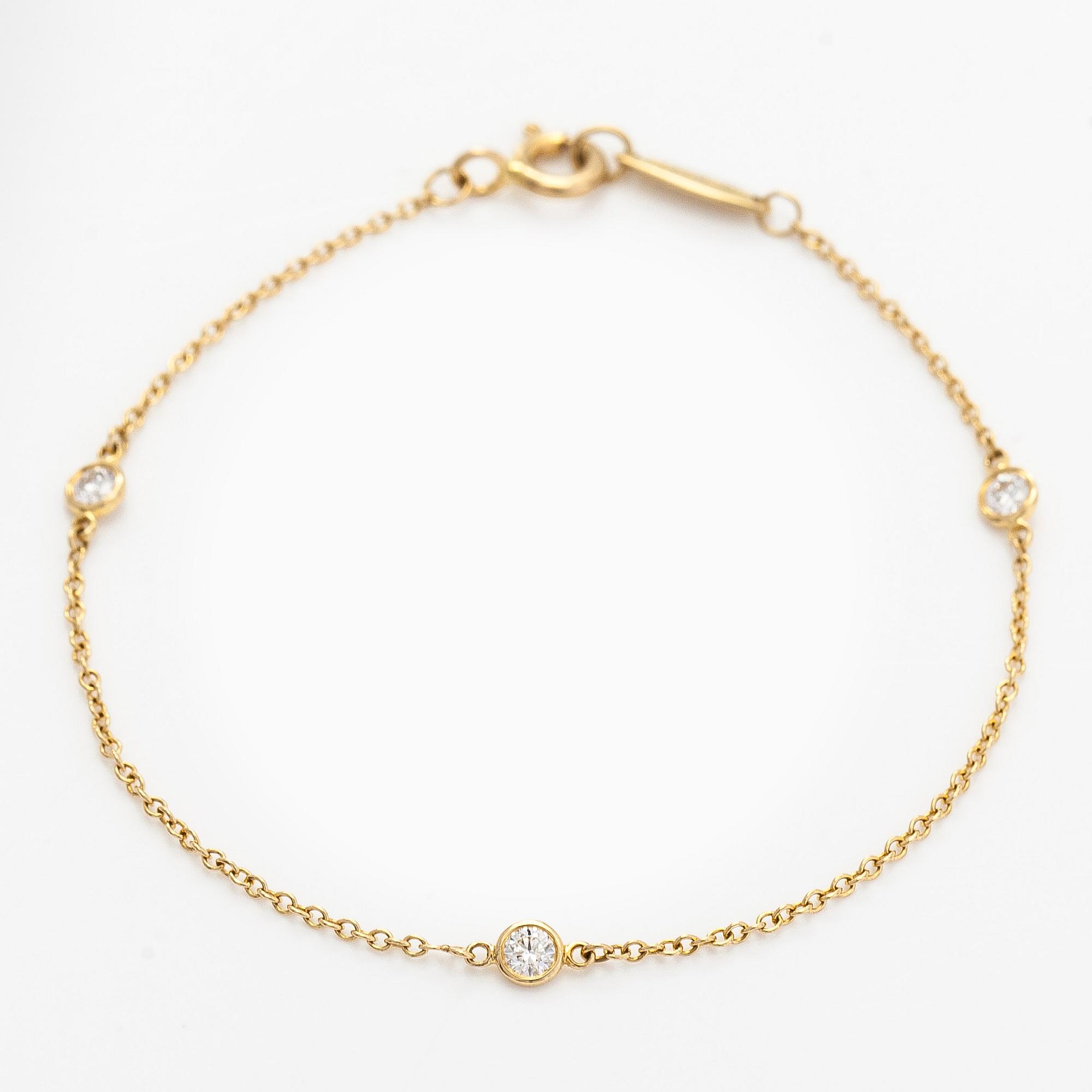 Tiffany & Co, Elsa Peretti, rannekoru, "Diamonds by the Yard", 18K kultaa ja briljanttihiottuja timantteja.