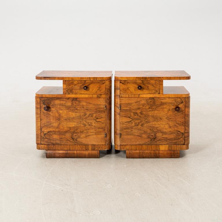 Bedside tables, a pair, Art Deco, first half of the 20th century.