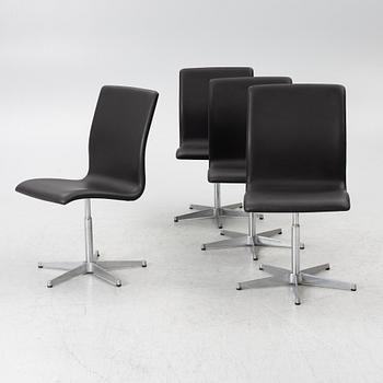 Arne Jacobsen, Four 'Oxford Chairs' , Fritz Hansen, Denmark.