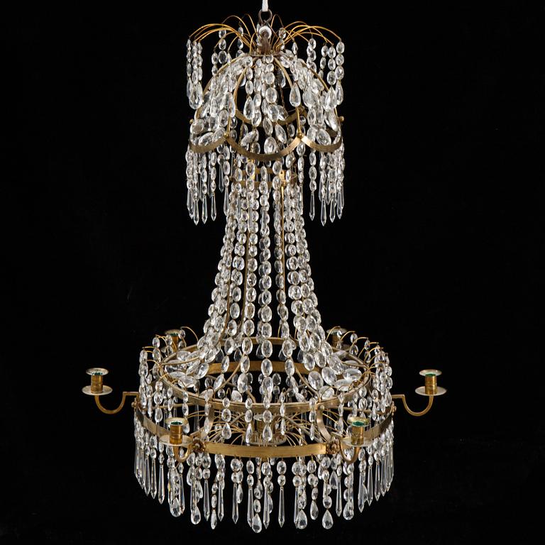A Gustavian style chandelier, 19th Century.
