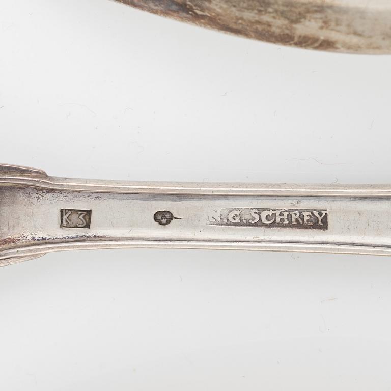 Swedish early 19th century silver spoons, 10 pieces.