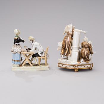 Two 17th century porcelain figure groups.