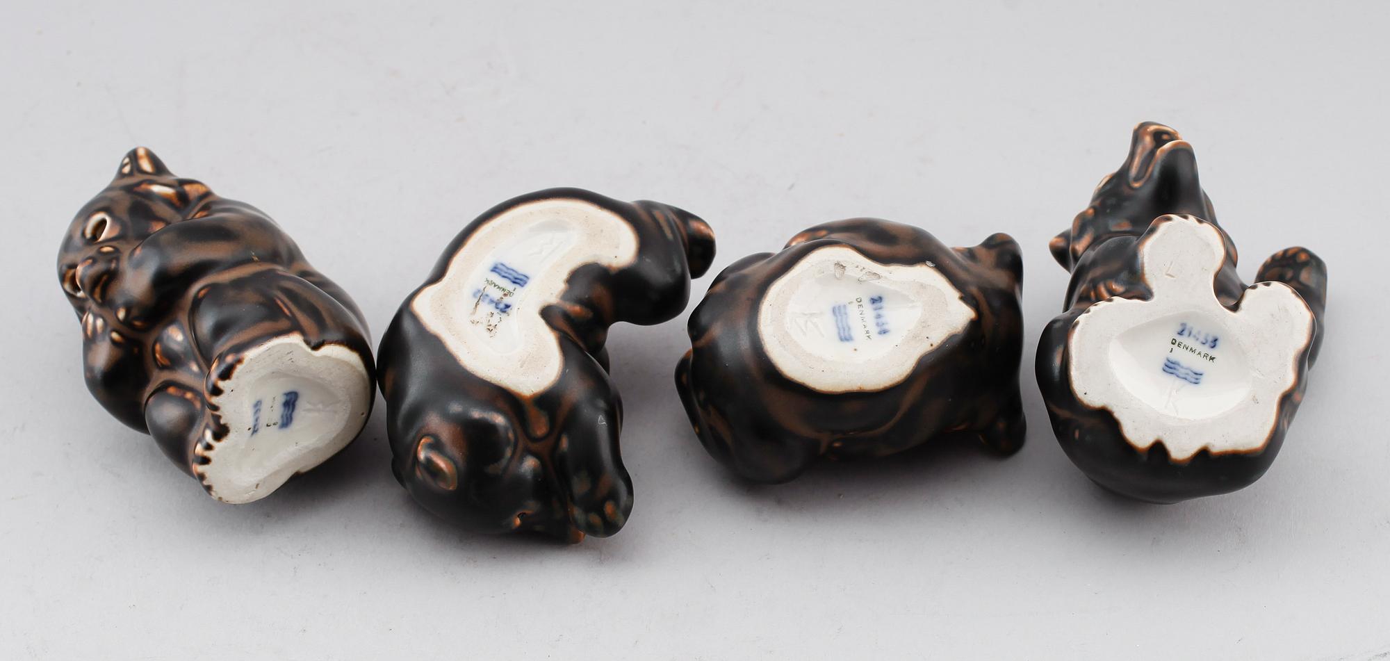 FIGURER, 4 st, stengods, Knud Kyhn, Royal Copenhagen.