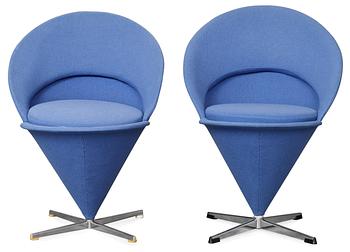 976. Two Verner Panton "Cone Chairs", Plus Linje A/S, Denmark.