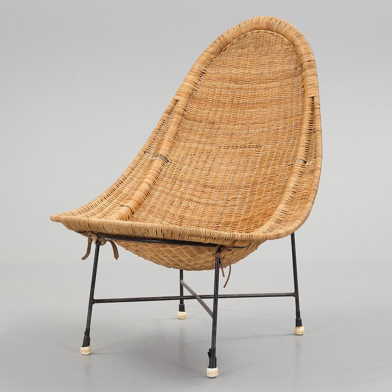 A 'Stora Kraal' rattan easy chair from Nordiska Kompaniet, 1950's.