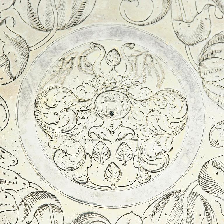 A Swedish 17th century parcel-gilt silver tankard, mark of Erik Månsson Schmidt, Stockholm (active 1675-1686).