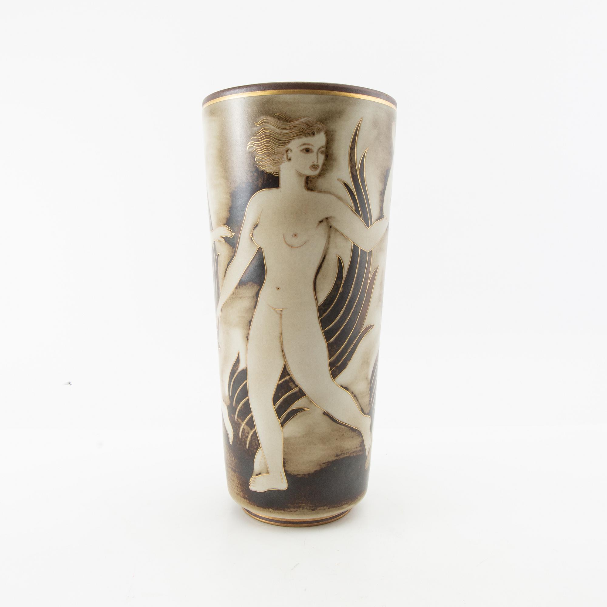 Gunnar Nylund, vase "Flambé" model 7161 stoneware.