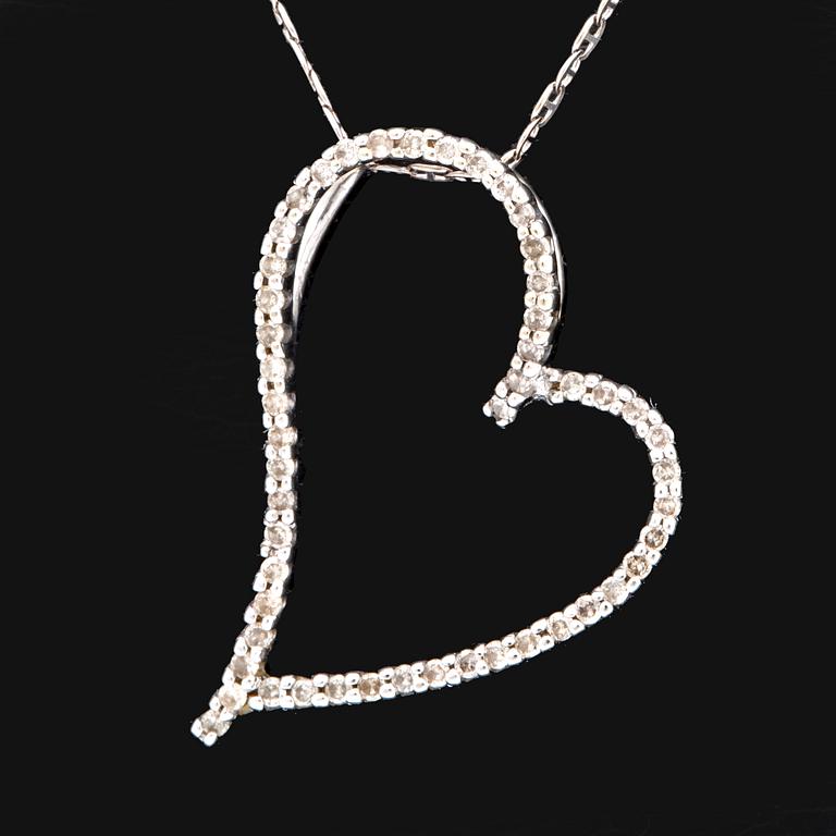Pendant and chain, 14K whitegold brilliant-cut Diamonds, total length approx 48 cm.