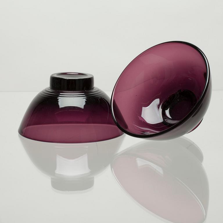 DESSERTSKÅLAR, 8 st, glas, Karhula-Iittala, 1900-talets mitt.